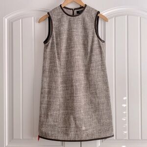 Theory NWT Women's Tweed Dress‎ Size 4 Brown Vegan Leather Sleeveless
